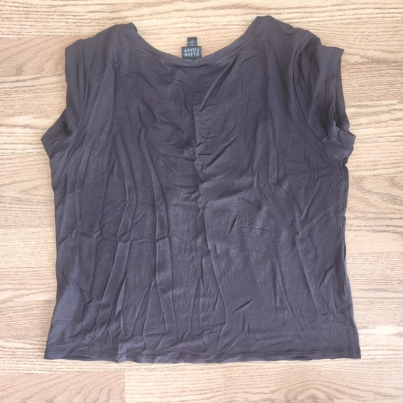 EUC Eileen Fisher Brown Cap Sleeve T-Shirt, Size L - Picture 3 of 5
